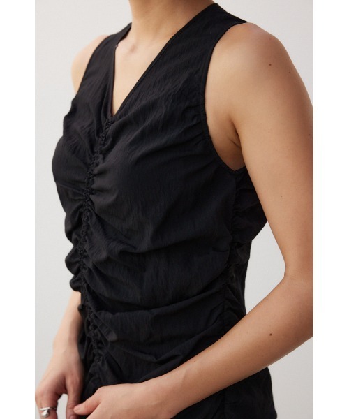 crie conforto(クリーコンフォルト)の「シャーリングギャザーワンピース(ワンピース・レディース・ブラック/ミント・SMALL/MEDIUM)」の18枚目の写真