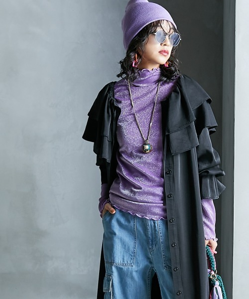 GEVS.（ジェイヴィス）の「＜大きいサイズ＞ ハイネックラメカットソー GEVS.（Tシャツ/カットソー・レディース・パープル/ブラック/シルバー・L/LL/3L/4L/5L）」の12枚目の写真