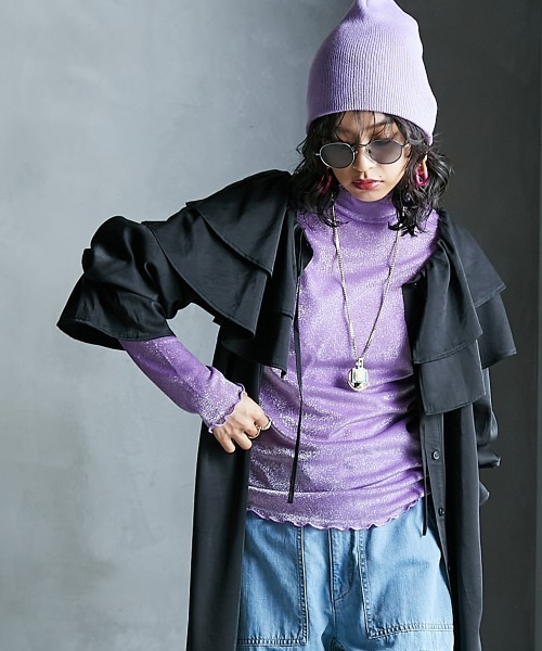 GEVS.（ジェイヴィス）の「＜大きいサイズ＞ ハイネックラメカットソー GEVS.（Tシャツ/カットソー・レディース・パープル/ブラック/シルバー・L/LL/3L/4L/5L）」の10枚目の写真