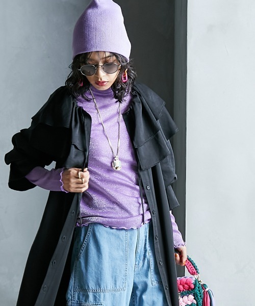 GEVS.（ジェイヴィス）の「＜大きいサイズ＞ ハイネックラメカットソー GEVS.（Tシャツ/カットソー・レディース・パープル/ブラック/シルバー・L/LL/3L/4L/5L）」の11枚目の写真