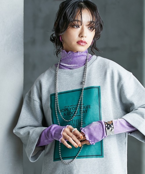 GEVS.（ジェイヴィス）の「＜大きいサイズ＞ ハイネックラメカットソー GEVS.（Tシャツ/カットソー・レディース・パープル/ブラック/シルバー・L/LL/3L/4L/5L）」の13枚目の写真