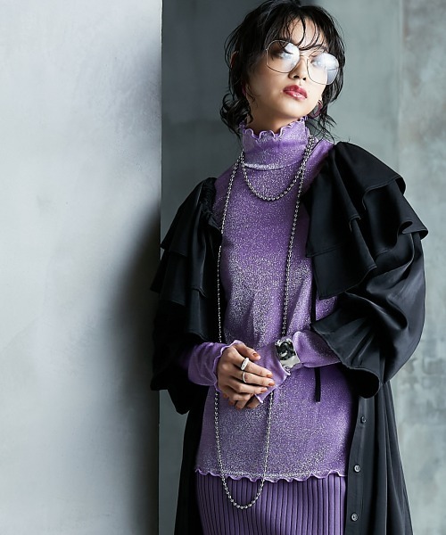 GEVS.（ジェイヴィス）の「＜大きいサイズ＞ ハイネックラメカットソー GEVS.（Tシャツ/カットソー・レディース・パープル/ブラック/シルバー・L/LL/3L/4L/5L）」の17枚目の写真