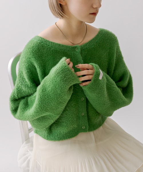 mline（エムライン）の「[mline]ロゴショートニット（ニット/セーター・レディース・レッド/ピンク/グリーン/オフホワイト/ベージュ/ネイビー・FREE）」の3枚目の写真