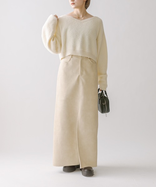 mline（エムライン）の「[mline]ロゴショートニット（ニット/セーター・レディース・レッド/ピンク/グリーン/オフホワイト/ベージュ/ネイビー・FREE）」の13枚目の写真