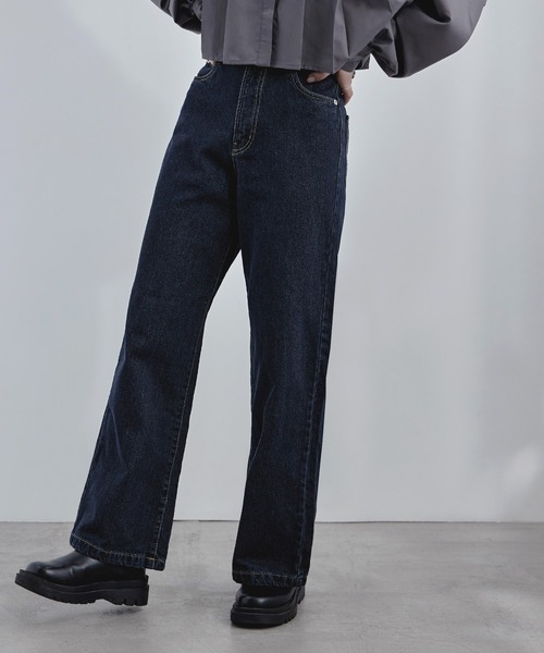 etoll.(エトル)の「セミワイドデニムパンツ(デニムパンツ・レディース・インディゴブルー/サックスブルー・M)」の4枚目の写真