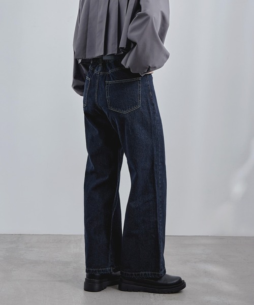 etoll.(エトル)の「セミワイドデニムパンツ(デニムパンツ・レディース・インディゴブルー/サックスブルー・M)」の6枚目の写真