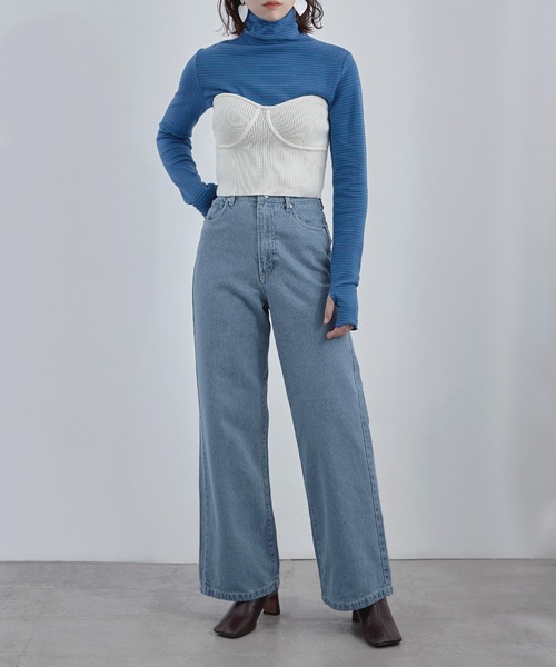 etoll.(エトル)の「セミワイドデニムパンツ(デニムパンツ・レディース・インディゴブルー/サックスブルー・M)」の11枚目の写真