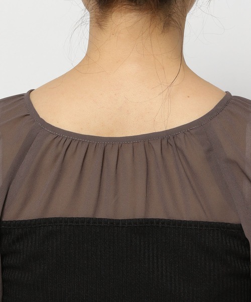 mysty woman（ミスティウーマン）の「レイヤースリーブプルオーバー　106908（Tシャツ/カットソー・レディース・モカ/ブラック/オフホワイト・FREE）」の10枚目の写真