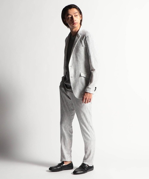 HIDEAWAYS NICOLE（ハイダウェイニコル）の「シアージャガードニットジャケット（テーラードジャケット・メンズ・ライトグレー/ブラック/ネイビー・MEDIUM/LARGE/X-LARGE）」の4枚目の写真