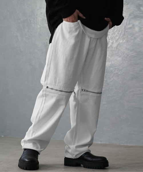 MinoriTY（マイノリティ）の「【MinoriTY】デニムヒザZIPワイドバギーパンツ ストレートデニム ワイドスラックスシルエット オーバーサイズ ビッグシルエット メンズ 秋服（デニムパンツ・メンズ・ブラック/ケミカルウォッシュ/ライトブラック/ホワイト・M/L）」の17枚目の写真