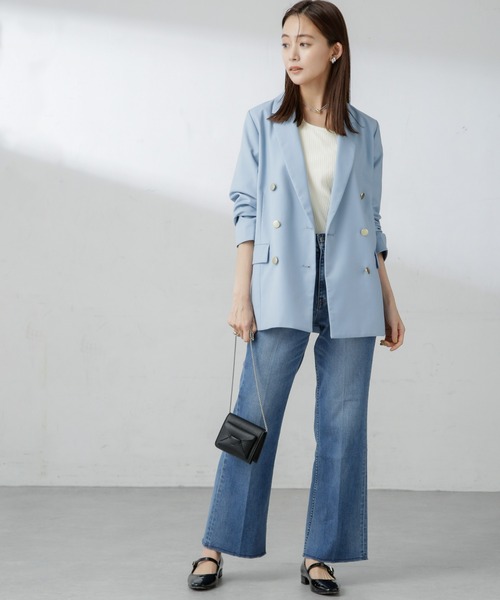 NANO universe（ナノユニバース）の「ダブルブレストジャケット（テーラードジャケット・レディース・ネイビー/ブルー/ベージュ・FREE）」の16枚目の写真