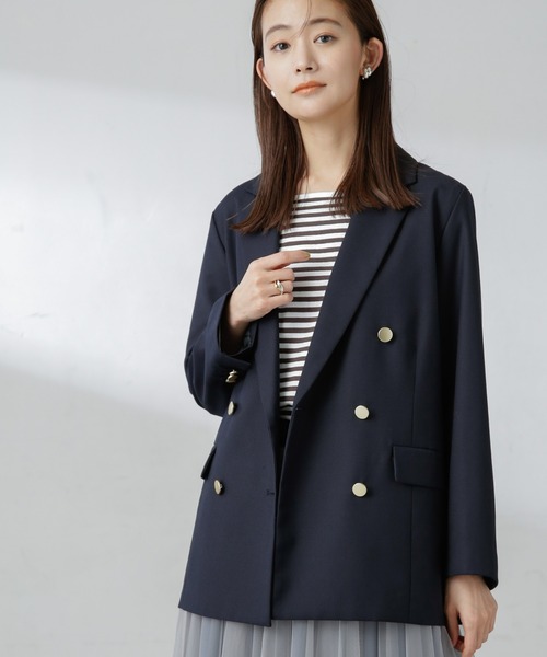 NANO universe（ナノユニバース）の「ダブルブレストジャケット（テーラードジャケット・レディース・ネイビー/ブルー/ベージュ・FREE）」の18枚目の写真