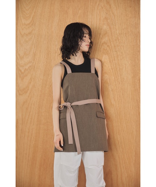 Abor(アボア)の「【Abor】Mulch Apron Dress/マルチエプロンドレス(ワンピース・レディース・グレイッシュベージュ/カーキ・FREE)」の4枚目の写真