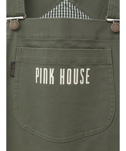 Pink House 黒 オーバーオール プリントパッチ付き Pink House 黒 オーバーオール プリントパッチ付き