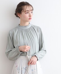 couture brooch | 【前後2WAY】フリルネックシャーリングブラウス(シャツ/ブラウス)