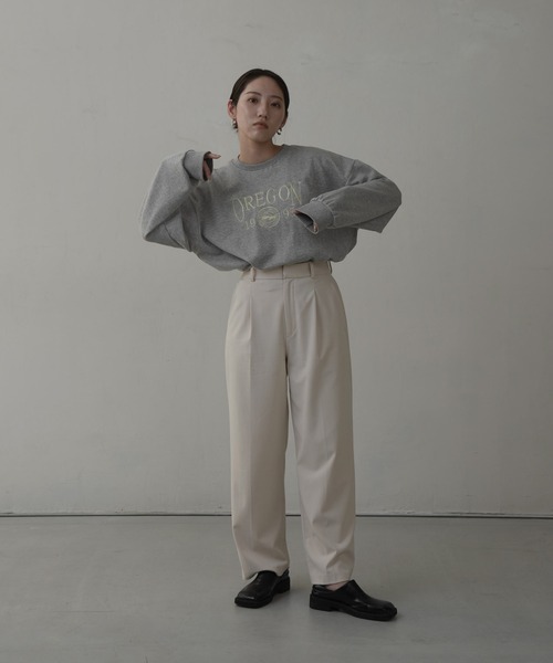 lawgy(ラウジー)の「drop shoulder color logo t / ドロップショルダーカラーロゴt(Tシャツ/カットソー・レディース・ヘザーグレー/ブルー/オートミール・FREE)」の2枚目の写真