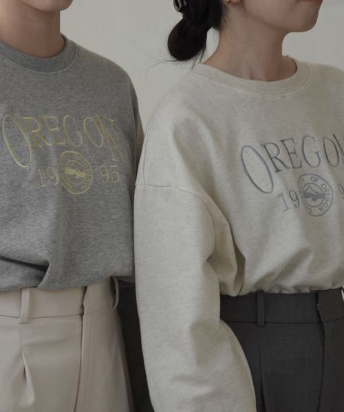 lawgy(ラウジー)の「drop shoulder color logo t / ドロップショルダーカラーロゴt(Tシャツ/カットソー・レディース・ヘザーグレー/ブルー/オートミール・FREE)」の12枚目の写真