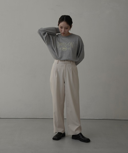 lawgy(ラウジー)の「drop shoulder color logo t / ドロップショルダーカラーロゴt(Tシャツ/カットソー・レディース・ヘザーグレー/ブルー/オートミール・FREE)」の7枚目の写真