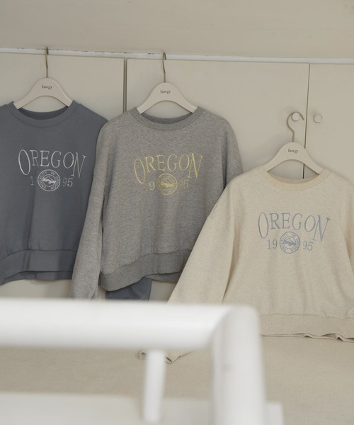 lawgy(ラウジー)の「drop shoulder color logo t / ドロップショルダーカラーロゴt(Tシャツ/カットソー・レディース・ヘザーグレー/ブルー/オートミール・FREE)」の10枚目の写真