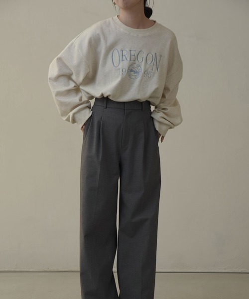 lawgy(ラウジー)の「drop shoulder color logo t / ドロップショルダーカラーロゴt(Tシャツ/カットソー・レディース・ヘザーグレー/ブルー/オートミール・FREE)」の4枚目の写真