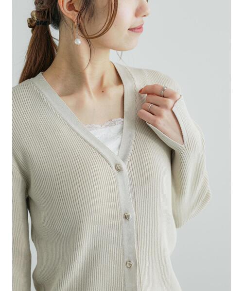 Te chichi（テチチ）の「12GリブVネックカーディガン（カーディガン/ボレロ・レディース・レッド/グリーン/ネイビー/ベージュ・F）」の15枚目の写真