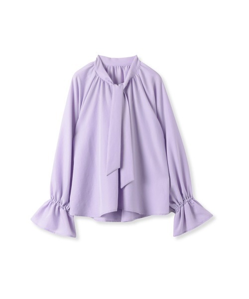 ketty(ケティ)の「フィブリルサテンボウタイブラウス ≪洗濯機で洗える≫(シャツ/ブラウス・レディース・パープル/オフホワイト/ブラック・M)」の3枚目の写真