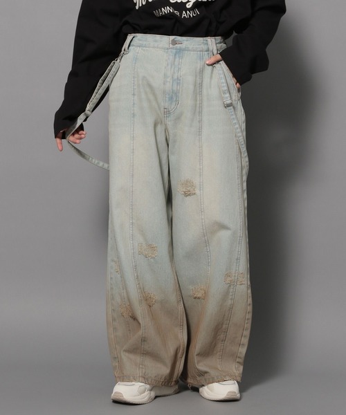 Anui（アニュイ）の「【UNISEX/3サイズ展開】ヴィンテージサスツキデニム（デニムパンツ・レディース・ブラック系/ブルー系・SMALL/LARGE/MEDIUM）」の2枚目の写真