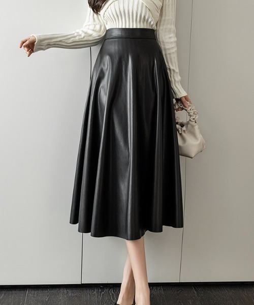 a lot of love（ア ロット オブ ラブ）の「PUレザー艶感フレアスカート（スカート・レディース・ブラック/ブラウン・S/M/L）」の10枚目の写真