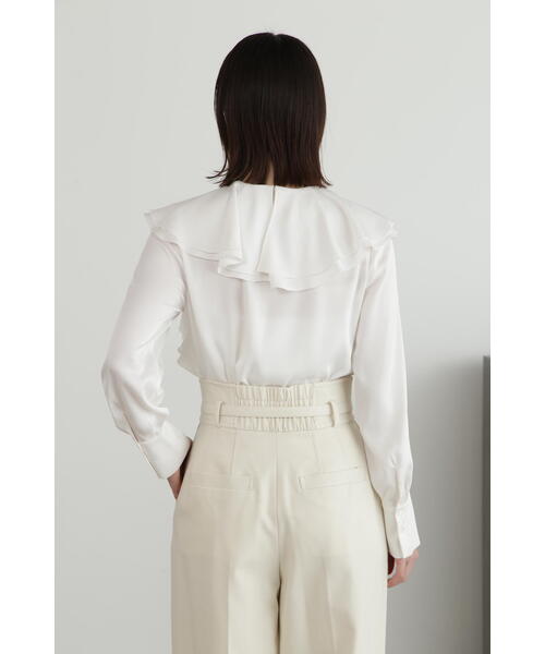 JILL STUART（ジルスチュアート）の「◆サテンアムンゼンラッフルブラウス（シャツ/ブラウス・レディース・ネイビー/ホワイト・MEDIUM/SMALL）」の11枚目の写真