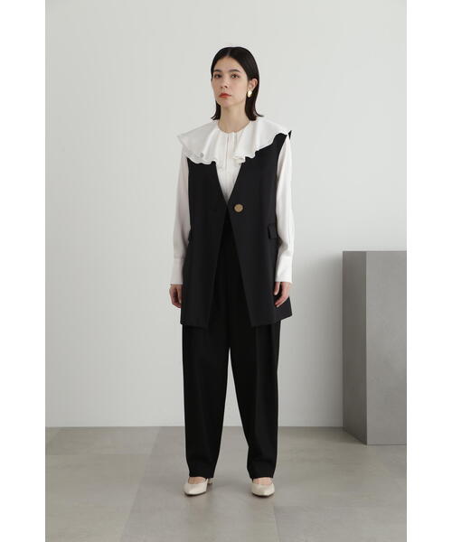 JILL STUART（ジルスチュアート）の「◆サテンアムンゼンラッフルブラウス（シャツ/ブラウス・レディース・ネイビー/ホワイト・MEDIUM/SMALL）」の17枚目の写真