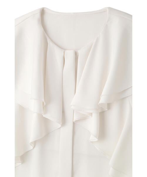 JILL STUART（ジルスチュアート）の「◆サテンアムンゼンラッフルブラウス（シャツ/ブラウス・レディース・ネイビー/ホワイト・MEDIUM/SMALL）」の21枚目の写真