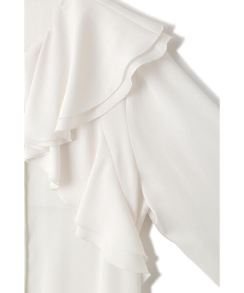 JILL STUART（ジルスチュアート）の「◆サテンアムンゼンラッフルブラウス（シャツ/ブラウス・レディース・ネイビー/ホワイト・MEDIUM/SMALL）」の22枚目の写真