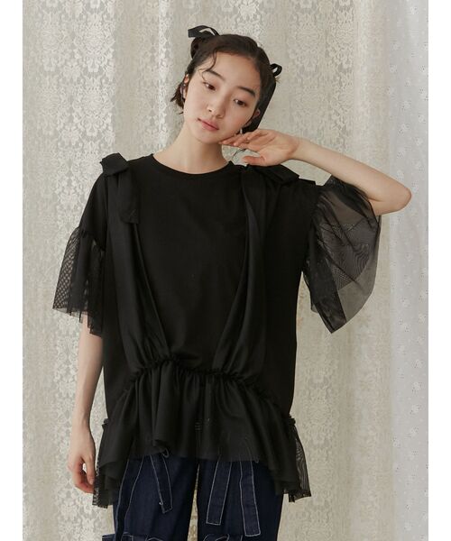 merry jenny（メリージェニー）の「ビスチェレイヤードtee（Tシャツ/カットソー・レディース・ブラック/ピンク/オフホワイト・FREE）」の6枚目の写真