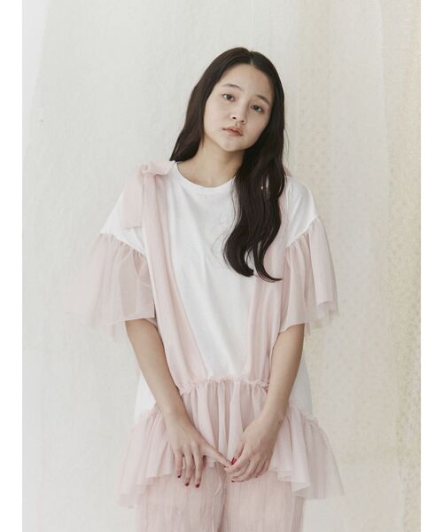 merry jenny（メリージェニー）の「ビスチェレイヤードtee（Tシャツ/カットソー・レディース・ブラック/ピンク/オフホワイト・FREE）」の9枚目の写真