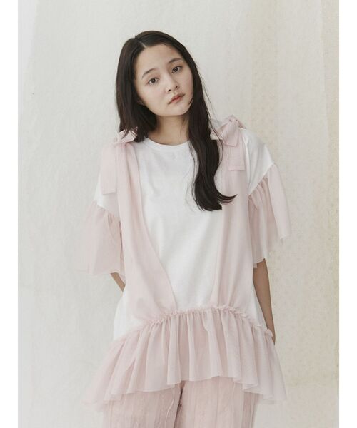 merry jenny（メリージェニー）の「ビスチェレイヤードtee（Tシャツ/カットソー・レディース・ブラック/ピンク/オフホワイト・FREE）」の10枚目の写真