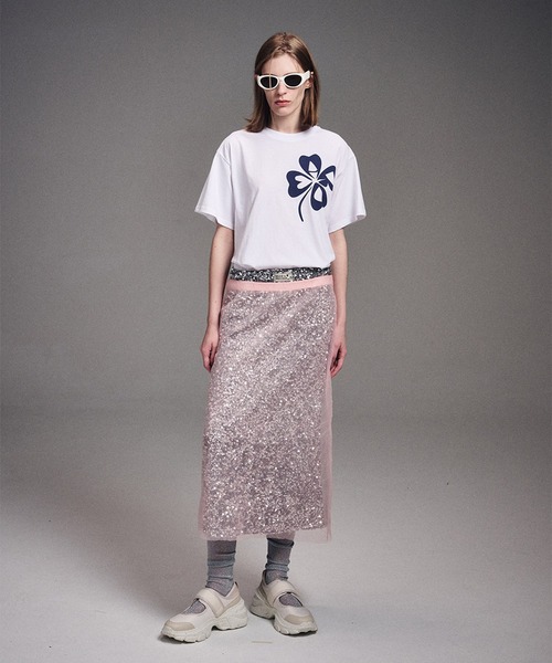 Mardi Mercredi(マルディメクルディ)の「TSHIRT CLOVERMARDI / Tシャツ クローバーマルディ(Tシャツ/カットソー・レディース・ブラック/ホワイト×ネイビー/ヘザーグレー・FREE)」の7枚目の写真