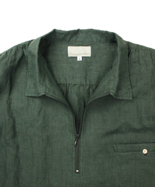 Universal Style Wear(ユニバーサルスタイルウェア)の「Universal Style Wear パッカーリング ハーフジップ コットンリネン シャツ(シャツ/ブラウス・メンズ・スミクロ/ベージュ/オレンジ/グリーン・MEDIUM/LARGE/X-LARGE)」の15枚目の写真