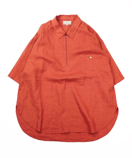 Universal Style Wear(ユニバーサルスタイルウェア)の「Universal Style Wear パッカーリング ハーフジップ コットンリネン シャツ(シャツ/ブラウス・メンズ・スミクロ/ベージュ/オレンジ/グリーン・MEDIUM/LARGE/X-LARGE)」の22枚目の写真