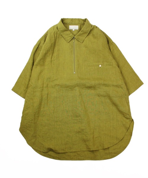 Universal Style Wear(ユニバーサルスタイルウェア)の「Universal Style Wear パッカーリング ハーフジップ コットンリネン シャツ(シャツ/ブラウス・メンズ・スミクロ/ベージュ/オレンジ/グリーン・MEDIUM/LARGE/X-LARGE)」の20枚目の写真
