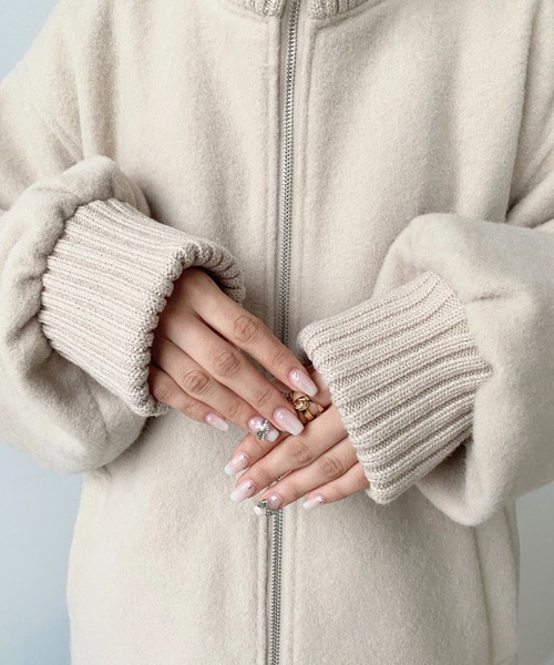 moment+（モーメントプラス）の「フェイクウールモッサリブスタンドカラーハーフコート（その他アウター・レディース・グレイッシュベージュ/チャコールグレー/ブラック・M/L）」の21枚目の写真