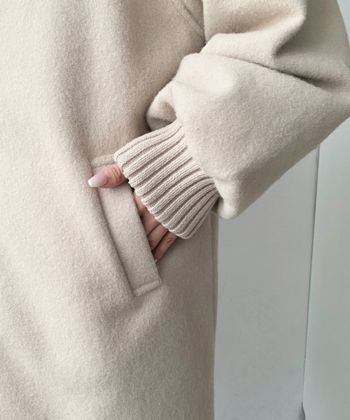 セール】フェイクウールモッサリブスタンドカラーハーフコート（その他