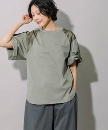 Munich | コットンジャージ×タフタロールアップスリーブプルオーバー(Tシャツ/カットソー)