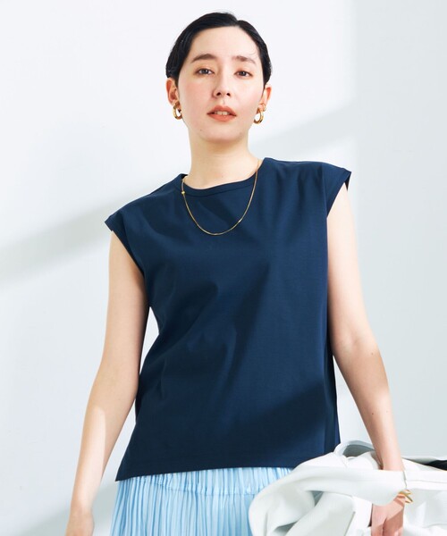 NOLLEY’S Sophi（ノーリーズソフィ）の「W&W スムースノースリーブプルオーバーカットソー（Tシャツ/カットソー・レディース・チャコールグレー/オフホワイト/ベビーピンク/ダークネイビー・36/38）」の4枚目の写真