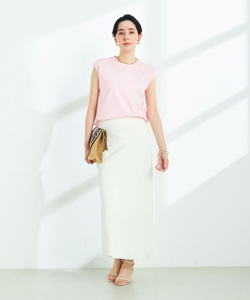 NOLLEY’S Sophi（ノーリーズソフィ）の「W&W スムースノースリーブプルオーバーカットソー（Tシャツ/カットソー・レディース・チャコールグレー/オフホワイト/ベビーピンク/ダークネイビー・36/38）」の7枚目の写真