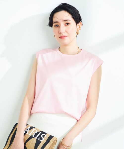 NOLLEY’S Sophi（ノーリーズソフィ）の「W&W スムースノースリーブプルオーバーカットソー（Tシャツ/カットソー・レディース・チャコールグレー/オフホワイト/ベビーピンク/ダークネイビー・36/38）」の9枚目の写真