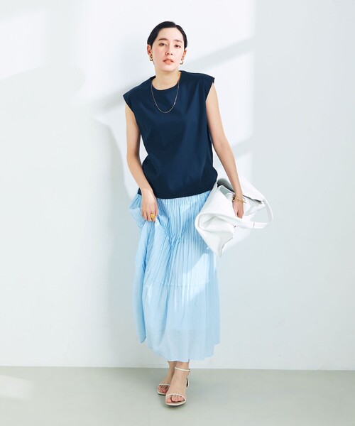 NOLLEY’S Sophi（ノーリーズソフィ）の「W&W スムースノースリーブプルオーバーカットソー（Tシャツ/カットソー・レディース・チャコールグレー/オフホワイト/ベビーピンク/ダークネイビー・36/38）」の20枚目の写真