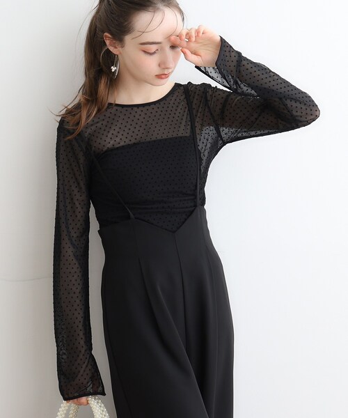 couture brooch(クチュールブローチ)の「◆ドットチュールパイピングプルオーバー(Tシャツ/カットソー・レディース・ブラック系/アイボリー系・38)」の1枚目の写真