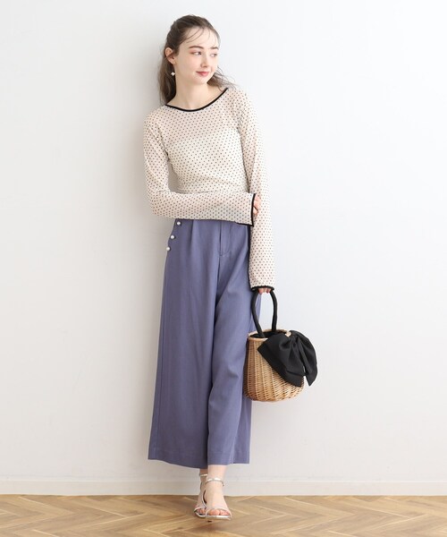 couture brooch(クチュールブローチ)の「◆ドットチュールパイピングプルオーバー(Tシャツ/カットソー・レディース・ブラック系/アイボリー系・38)」の9枚目の写真