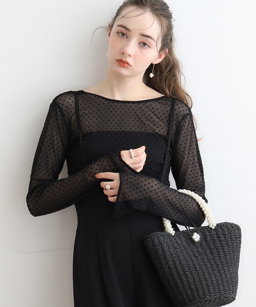 couture brooch(クチュールブローチ)の「◆ドットチュールパイピングプルオーバー(Tシャツ/カットソー・レディース・ブラック系/アイボリー系・38)」の13枚目の写真