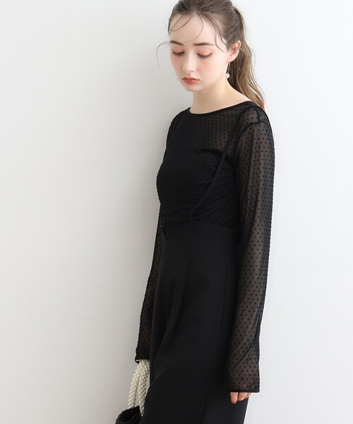 couture brooch(クチュールブローチ)の「◆ドットチュールパイピングプルオーバー(Tシャツ/カットソー・レディース・ブラック系/アイボリー系・38)」の14枚目の写真